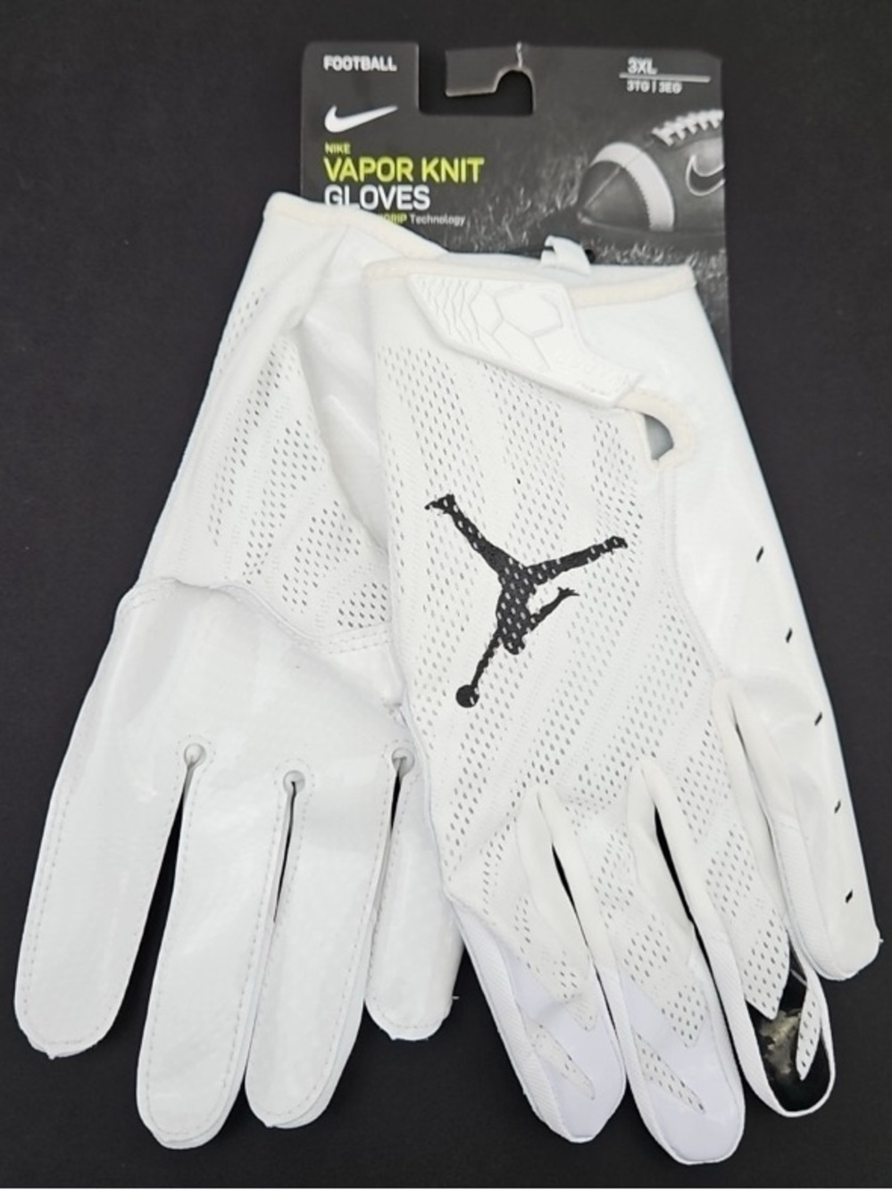 Nike White Vapor Knit Football Gloves with Black Jumpman